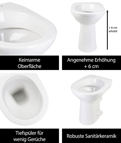 Spülrandloses WC aquaSu ® Stand WC +6 cm, Erhöhtes WC