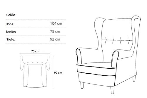 Ohrensessel Sofini Milo mit Hocker! Sessel für Wohnzimmer