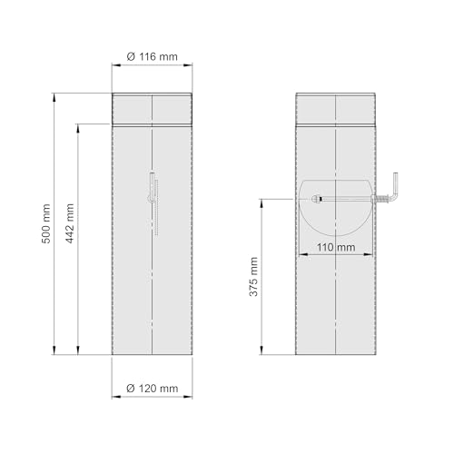 Ofenrohr EHV GmbH Ø 120mm, 50cm mit Drosselklappe schwarz