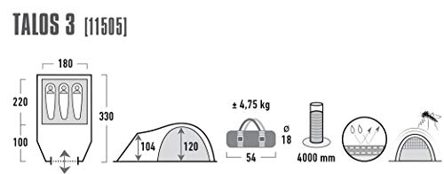 High-Peak-Zelt High Peak Kuppelzelt Talos 3, mit Vorbau