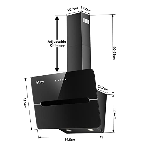 Dunstabzugshaube IsEasy 60 cm, Kopffreiheit mit 523 m³/h