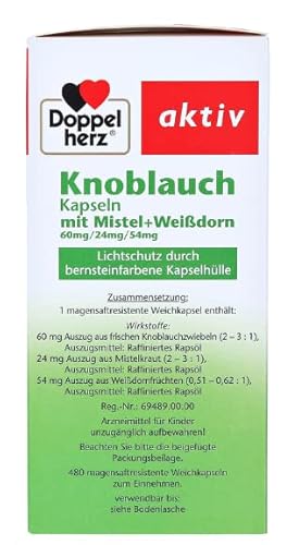 Knoblauch-Kapseln Doppelherz mit Mistel, und Weißdorn, 3er