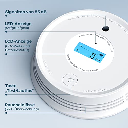 Rauch- und CO-Melder AEGISLINK Vernetzbarer Kombiniert