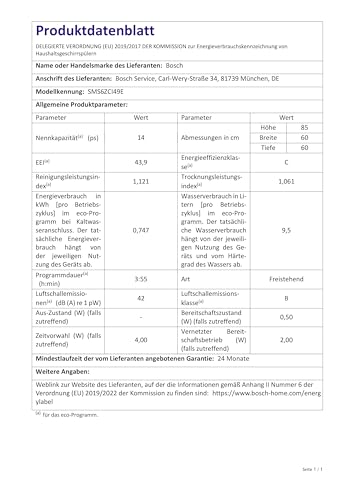 Geschirrspüler freistehend Bosch Hausgeräte Bosch SMS6ZCI49E Serie