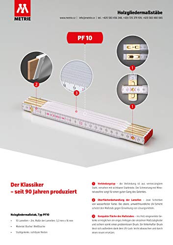 Zollstock M METRIE Metrie PERFEKT Holz Zollstöcke 10x Stück, 2m