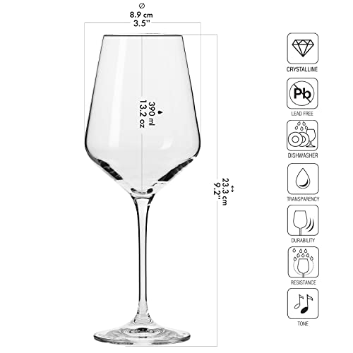 Weißweingläser Krosno Große Weiß-Weingläser, Set von 6, 390 ML