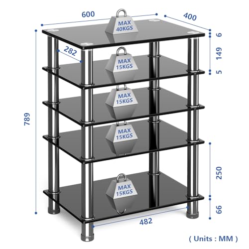 HiFi-Rack Rfiver HiFi Rack Glas 5 Ebenen HiFi Regal