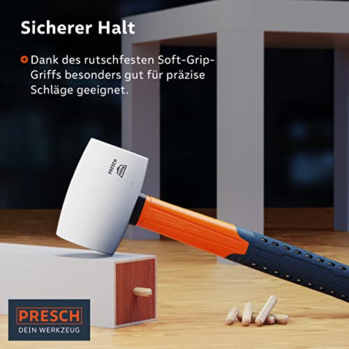 Gummihammer PRESCH Weiß 450g, hart, Fiberglasstiel, ⌀55mm