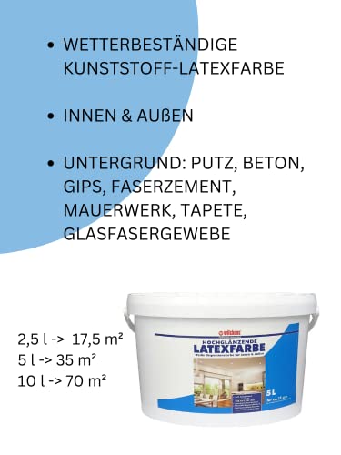 Latexfarbe Wilckens hochglänzend, 10 l, Weiß