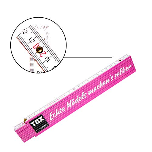 Zollstock TOX 09969002 Meterstab 2 mtr. pink/weiß, mit Aufdruck