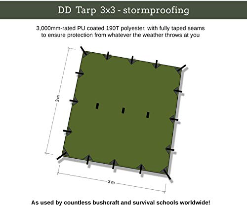 Tarp DD HAMMOCKS Sonnensegel, 3 x 3 m, grün