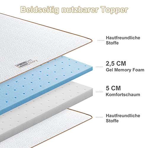 Topper 140×200 BedStory, 7,5cm Zwei Härtegrade H3&H2