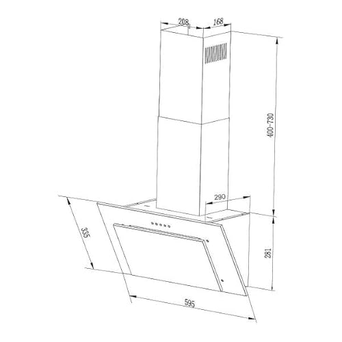 Dunstabzugshaube respekta kopffrei, schräg 60 cm, Metallgehäuse