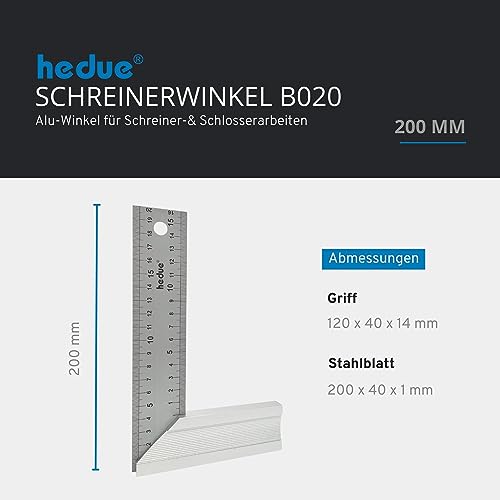 Schreinerwinkel Hedue ® mit Anschlag, Anschlagwinkel 45°