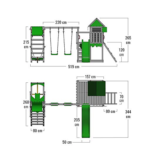 Spielturm Fatmoose Klettergerüst JazzyJungle Jam XXL mit SurfSwing