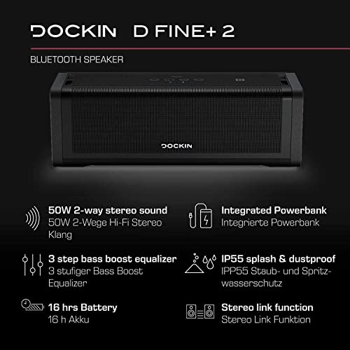 Tragbare Lautsprecher DOCKIN ® D FINE+ 2 Hi-Fi Bluetooth