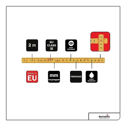Zollstock Hultafors 2 m, Gliedermaßstab aus Fiberglas