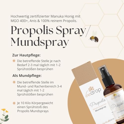 Propolis-Spray bedrop Propolis Halsspray, Manuka Honig & Anis