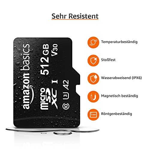 microSD (512 GB) Amazon Basics MicroSDXC, 512 GB, mit SD Adapter