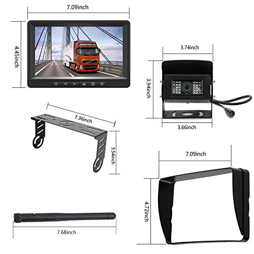 LKW-Navi podofo Rückfahrkamera Kabellos AHD mit Monitor 7”