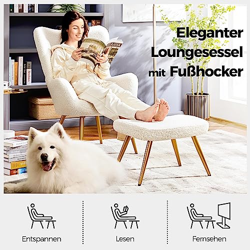 Ohrensessel Yaheetech mit Hocker Polyester-Bezug, Fernsehsessel