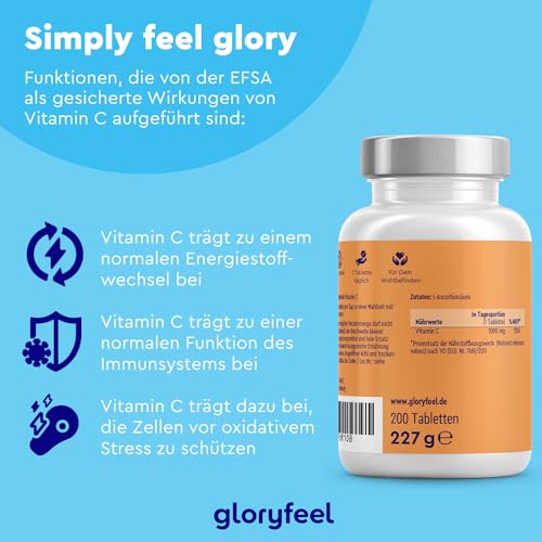 Vitamin C gloryfeel 1.000mg Immun-Support, hochdosiert