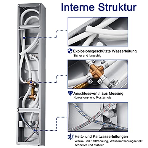 Duschpaneel UISEBRT Regendusche – 4 IN 1 Regendusch System Duschset