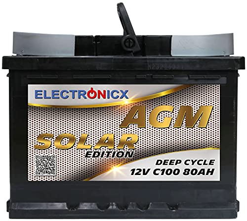 AGM-Batterie Wohnmobil Electronicx Solarbatterie 12v 80Ah AGM