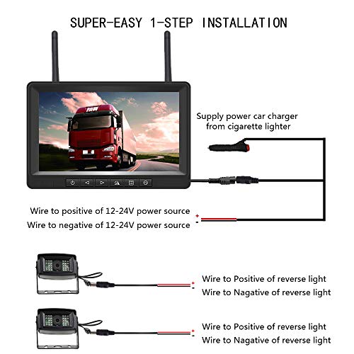 LKW-Navi podofo Rückfahrkamera Kabellos AHD mit Monitor 7”