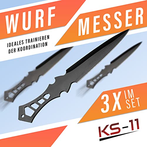 Wurfmesser KS-11 *3er* schwarz Profi Kunai ca. 19 cm, Throwing