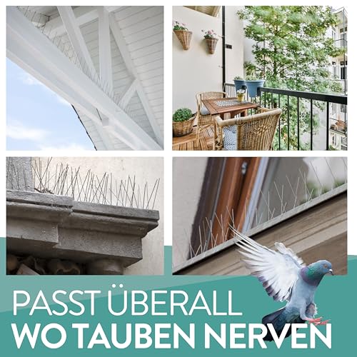 Taubenabwehr riijk 3 Meter Balkon Spikes vormontiert, Rostfreie