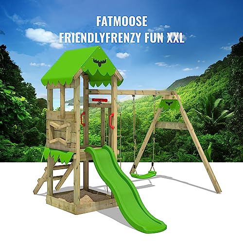 Spielturm Fatmoose Klettergerüst FriendlyFrenzy Fun XXL mit Schaukel