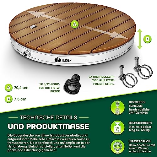 Bodendusche tillvex ® Gartendusche bis 4 m Fontänenhöhe