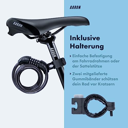 Kabelschloss AARON Spin Fahrradschloss, 5-stelliger Zahlencode