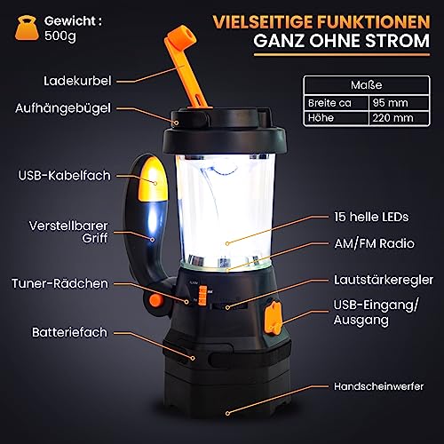 Campinglampe SELBST-SICHER 4in1 LED Laterne mit Batterie