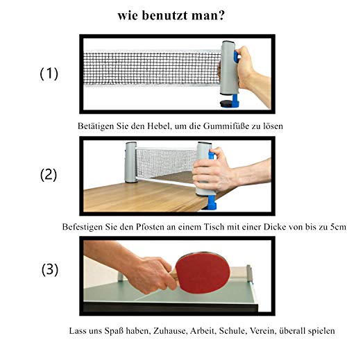 Tischtennisnetz iheyfill, Einziehbares Tisch Tennis Netz Ping Pong