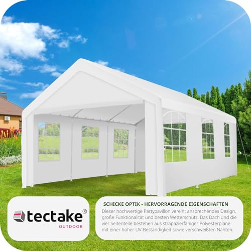 Zeltgarage tectake ® Pavillon, Partyzelt 4×6 m, 100% wasserdicht