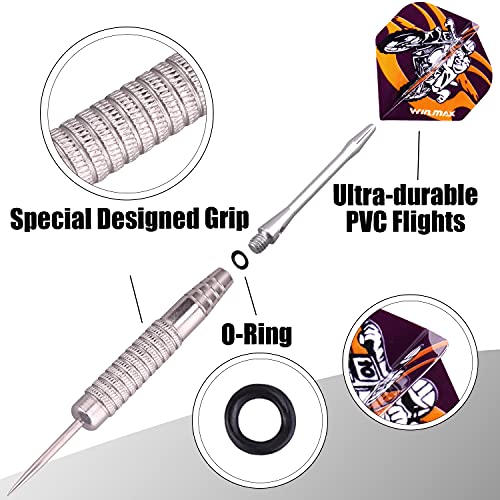 Dartpfeile WIN.MAX Metallspitze, 12 Stück Steel Darts Pfeile Set