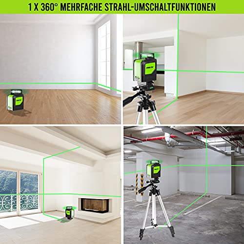 Kreuzlinienlaser mit Stativ STREND PRO Grün 1x 360 Grad Laser