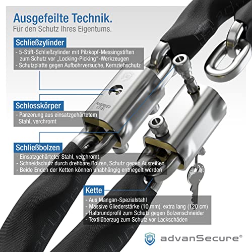 Motorrad-Kettenschloss advanSecure ® Hochsicherheit