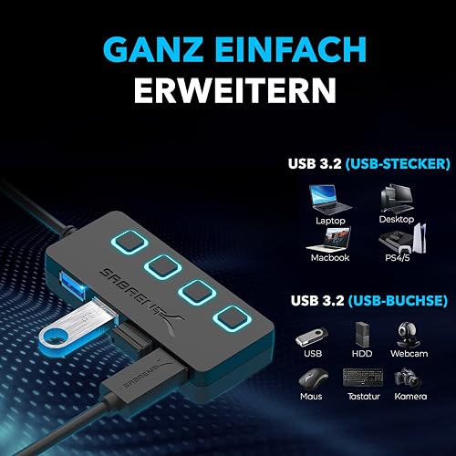 USB-Hub Sabrent USB Hub 3.2×1, USB Adapter, USB Verteiler