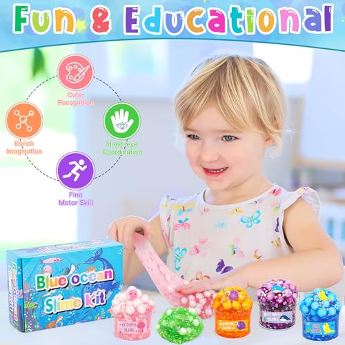 Schleim-Set Eutionho 5 Stück Crystal Slime Kit, Ocean Clear Slime