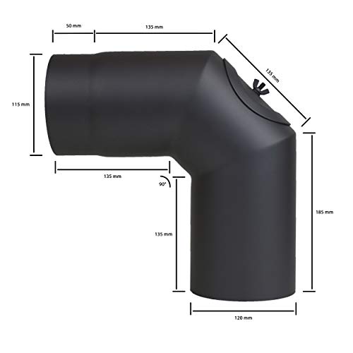 Ofenrohr LANZZAS Bogen 90° mit Tür, im Durchmesser Ø 120 mm