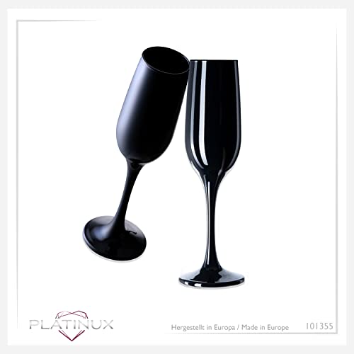 Sektgläser PLATINUX Schwarze stabile aus Glas Champagnergläser Set