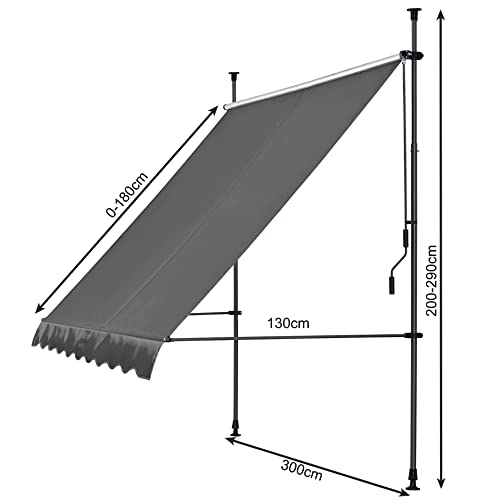 Markise QUICK STAR Klemm 300 x130cm Grau Balkon