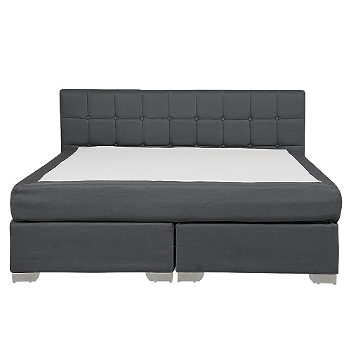 Boxspringbett 160×200 Beliani Boxspringbett Polsterbezug Leinenoptik