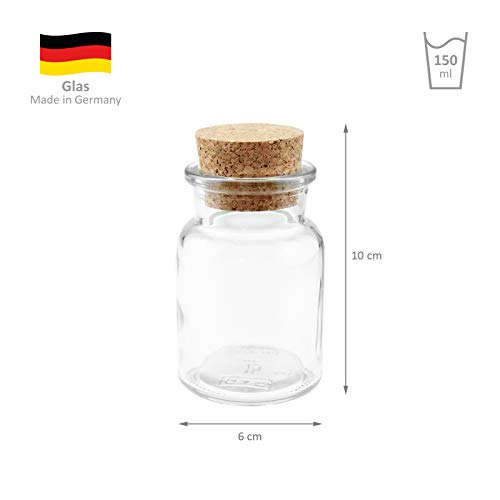 Gewürzgläser WELLGRO 24 ® mit Kork Verschluss, 150 ml