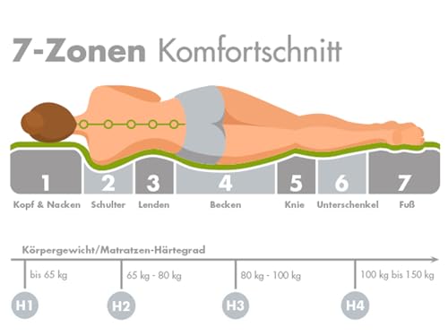 Matratze 140×200 H2 Traumnacht Orthopädische 7-Zonen