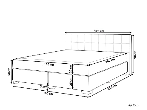 Boxspringbett 160×200 Beliani Boxspringbett Polsterbezug Leinenoptik