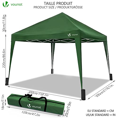 Grillpavillon VOUNOT Pavillon faltbar 3x3m, mit 4 Sandsäcke